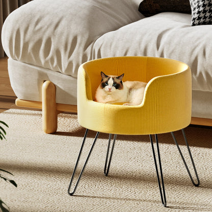 i.Pet Pet Bed Dog Sofa Lounge Cat Calming Raised Couch Yellow - ShopFrenzy