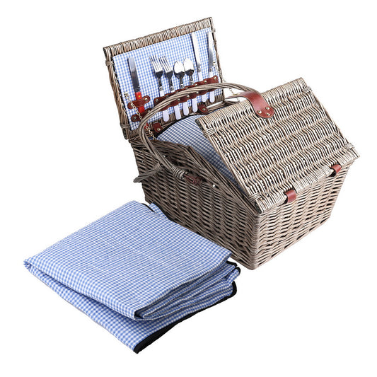 Alfresco 4 Person Picnic Basket Set Baskets Insulated Blanket Bag - ShopFrenzy