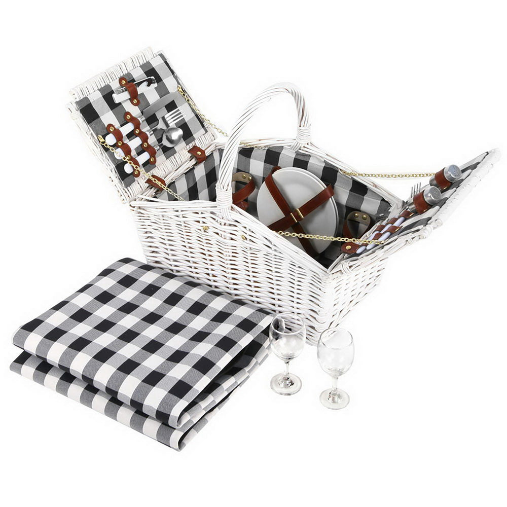 Alfresco 2 Person Picnic Basket Set Insulated Blanket Bag - ShopFrenzy