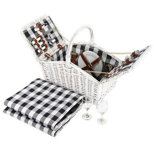 Alfresco 2 Person Picnic Basket Set Insulated Blanket Bag - ShopFrenzy