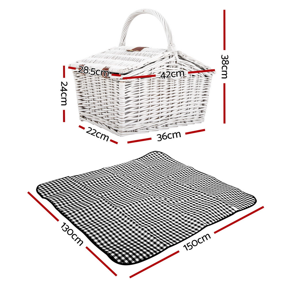 Alfresco 2 Person Picnic Basket Set Insulated Blanket Bag - ShopFrenzy