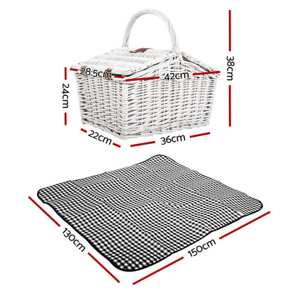 Alfresco 2 Person Picnic Basket Set Insulated Blanket Bag - ShopFrenzy