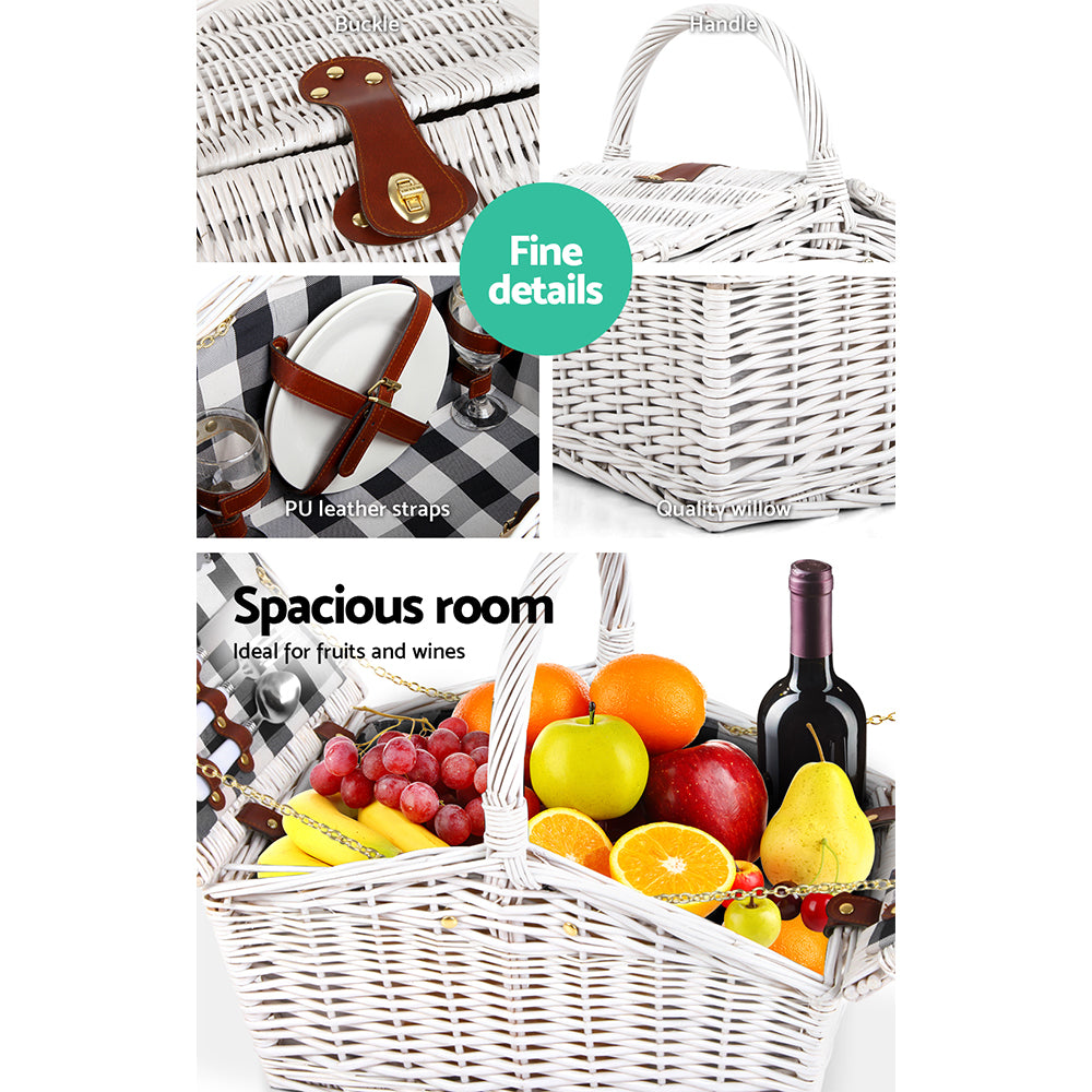 Alfresco 2 Person Picnic Basket Set Insulated Blanket Bag - ShopFrenzy