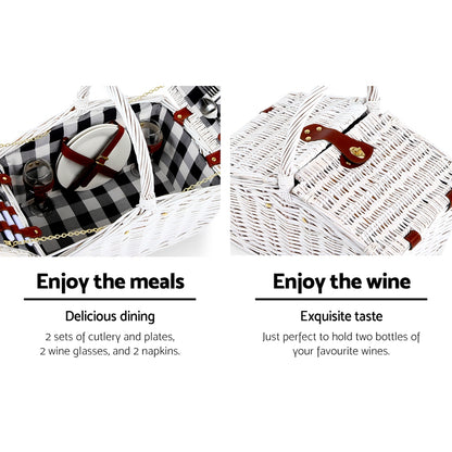 Alfresco 2 Person Picnic Basket Set Insulated Blanket Bag - ShopFrenzy