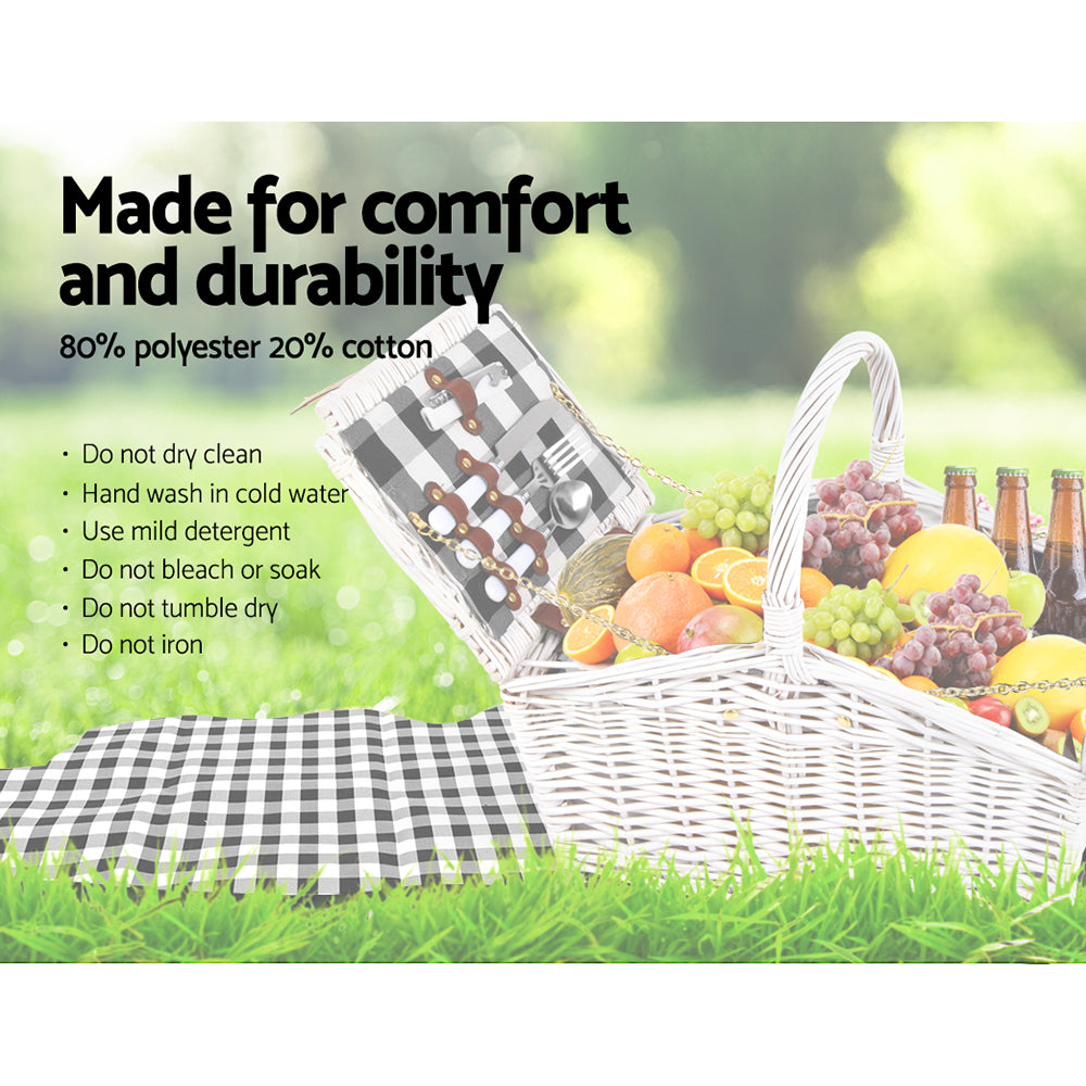 Alfresco 2 Person Picnic Basket Set Insulated Blanket Bag - ShopFrenzy
