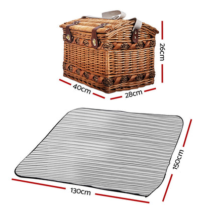 Alfresco 4 Person Picnic Basket Set Storage Blanket - ShopFrenzy