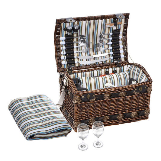 Alfresco 4 Person Picnic Basket Set Insulated Storage Blanket - ShopFrenzy