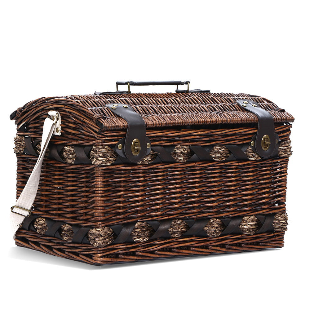 Alfresco 4 Person Picnic Basket Set Insulated Storage Blanket - ShopFrenzy
