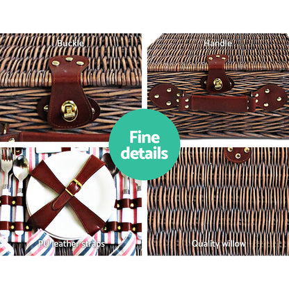 Alfresco 4 Person Picnic Basket Set Insulated Blanket Bag - ShopFrenzy