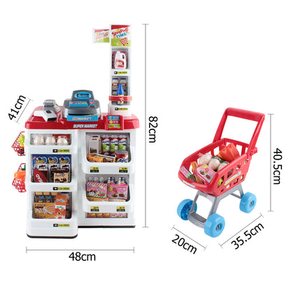 Keezi Kids Pretend Role Play Supermarket 24 Piece Playset Cash Register Trolley - ShopFrenzy