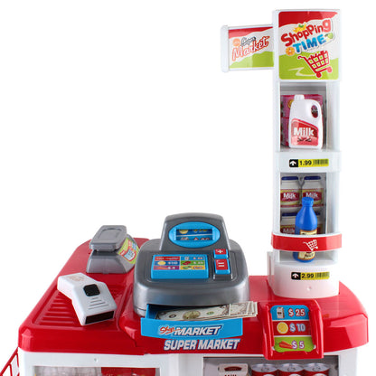 Keezi Kids Pretend Role Play Supermarket 24 Piece Playset Cash Register Trolley - ShopFrenzy
