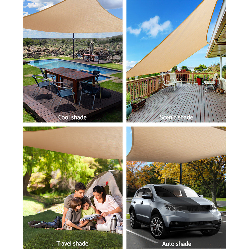 Instahut Waterproof Shade Sail 4x6m Rectangle Sand 95% Shade Cloth - ShopFrenzy