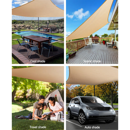 Instahut Waterproof Shade Sail 4x6m Rectangle Sand 95% Shade Cloth - ShopFrenzy