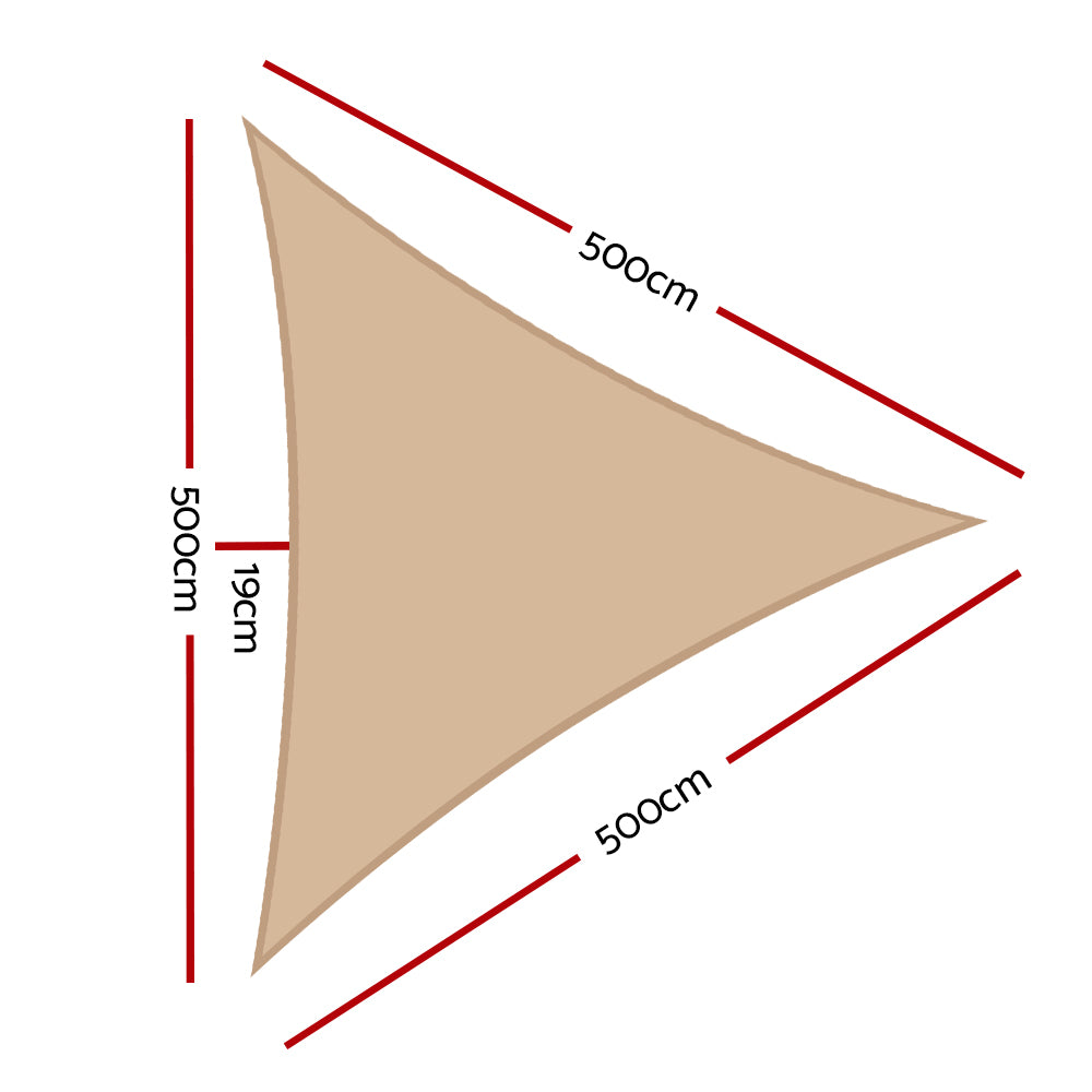 Instahut Waterproof Shade Sail 5x5x5m Rectangle Sand 95% Shade Cloth - ShopFrenzy