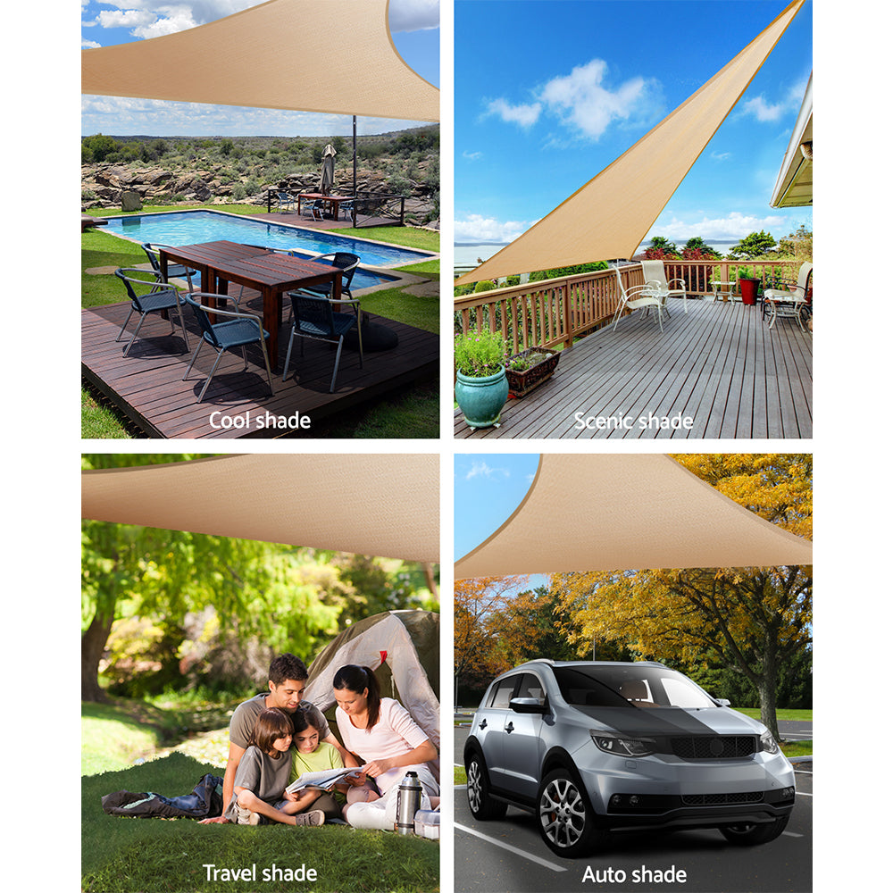 Instahut Waterproof Shade Sail 5x5x5m Rectangle Sand 95% Shade Cloth - ShopFrenzy