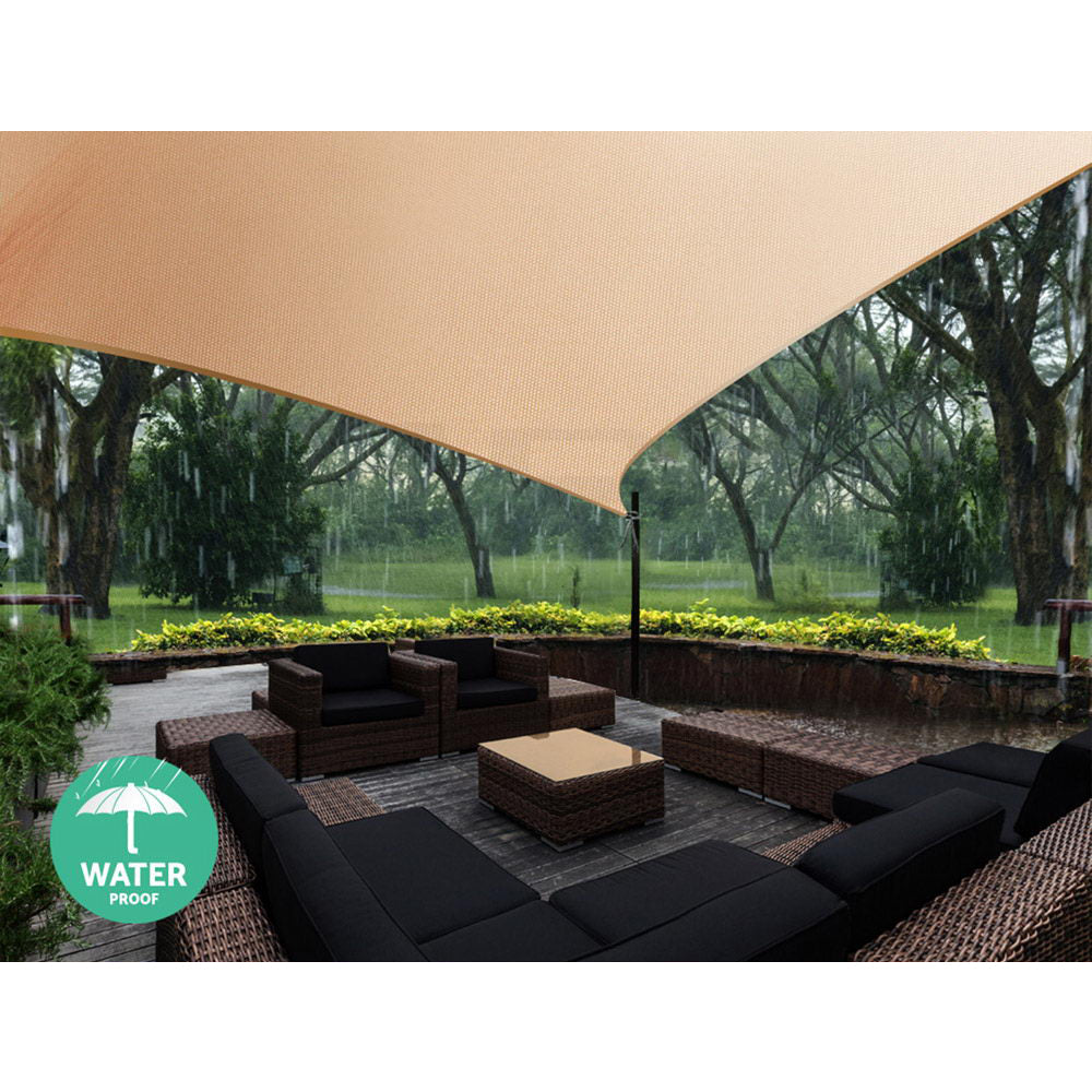Instahut Waterproof Shade Sail 5x5x5m Rectangle Sand 95% Shade Cloth - ShopFrenzy