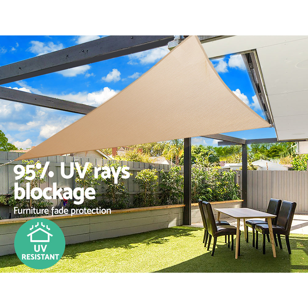 Instahut Waterproof Shade Sail 5x5x5m Rectangle Sand 95% Shade Cloth - ShopFrenzy