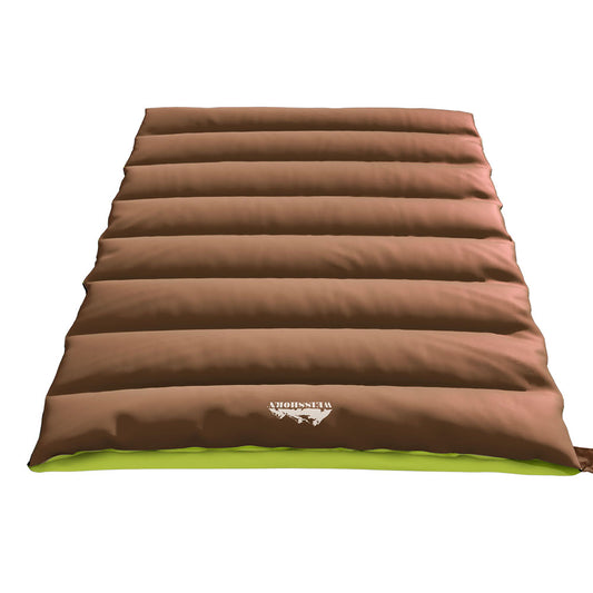 Weisshorn Sleeping Bag Double Bags Thermal Camping Hiking Tent Brown -5°C - ShopFrenzy