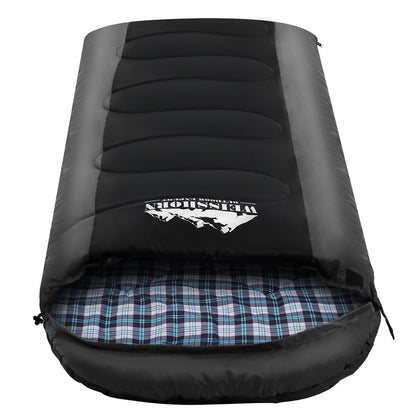 Weisshorn Sleeping Bag Single Thermal Camping Hiking Tent Black  -20°C - ShopFrenzy