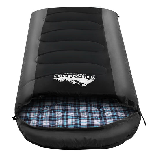Weisshorn Sleeping Bag Single Thermal Camping Hiking Tent Black  -20°C - ShopFrenzy