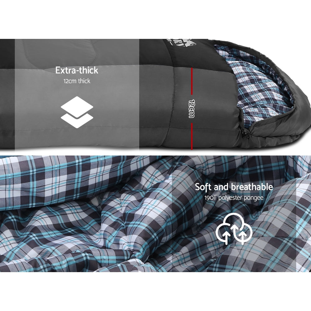 Weisshorn Sleeping Bag Single Thermal Camping Hiking Tent Black  -20°C - ShopFrenzy