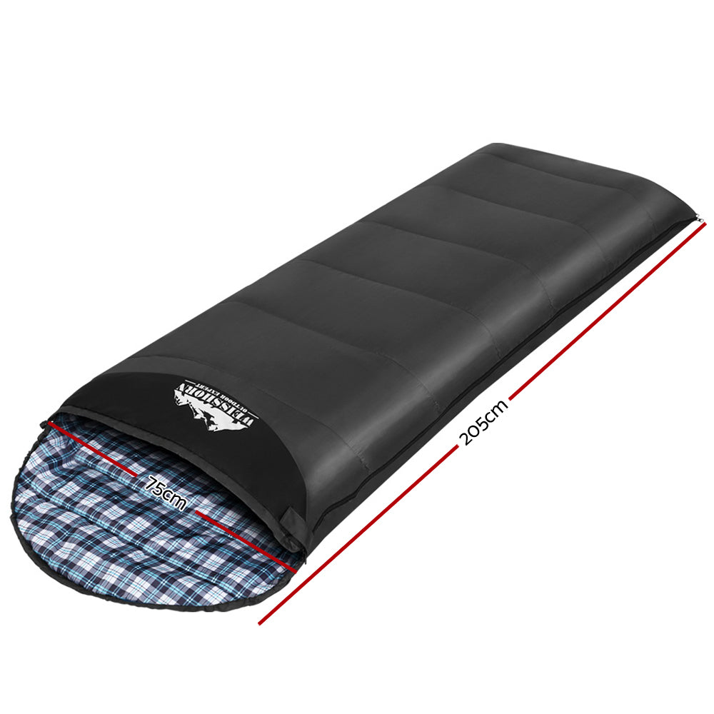 Weisshorn Sleeping Bag Single Thermal Camping Hiking Tent Grey 0&deg;C - ShopFrenzy