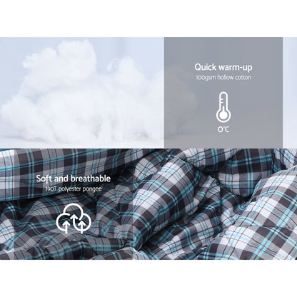 Weisshorn Sleeping Bag Single Thermal Camping Hiking Tent Grey 0&deg;C - ShopFrenzy