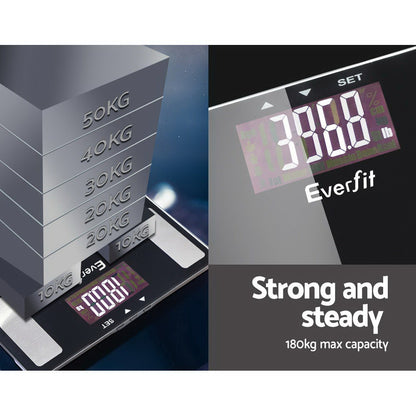 Everfit Bathroom Scales Digital Body Fat Scale 180KG Electronic Monitor BMI CAL - ShopFrenzy