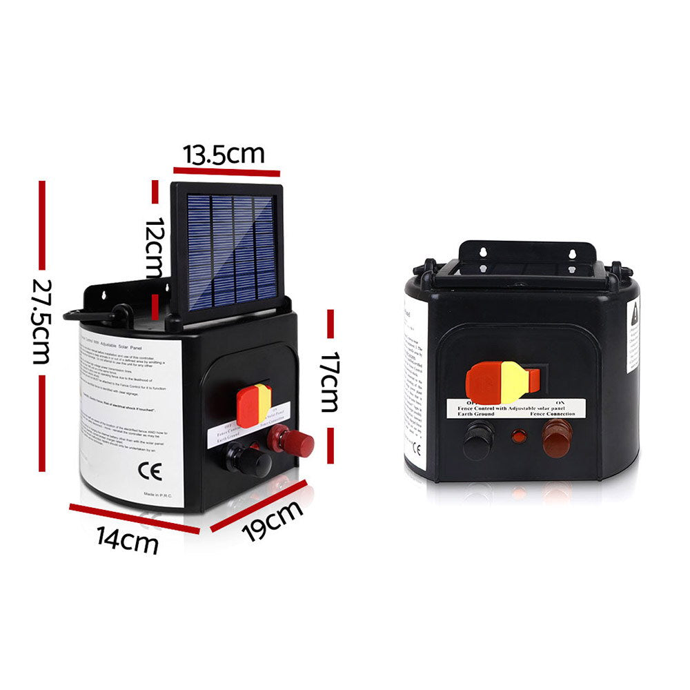 Giantz Fence Energiser 3KM Solar Powered 0.1J Electric Fencing Charger - ShopFrenzy