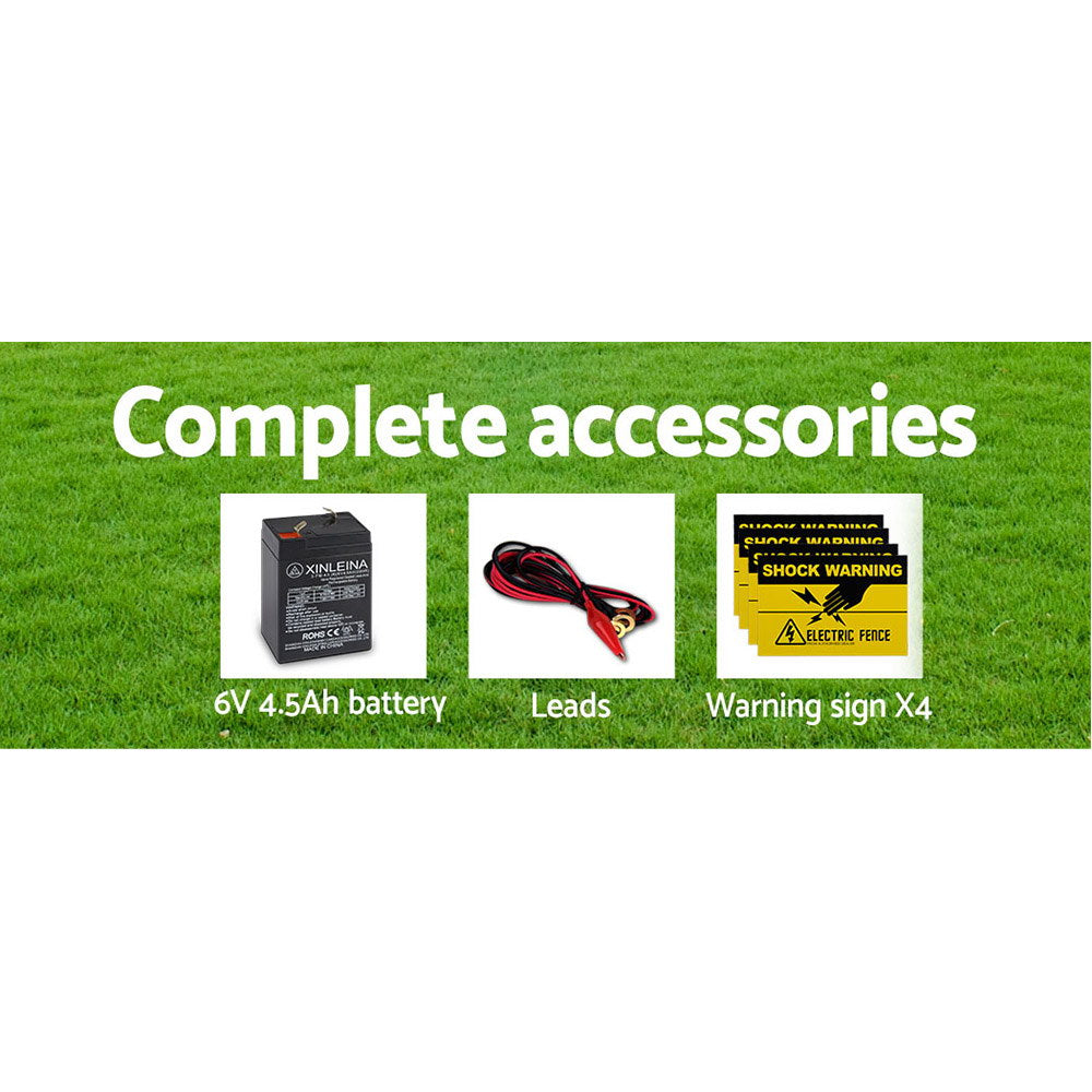 Giantz Fence Energiser 3KM Solar Powered 0.1J Electric Fencing Charger - ShopFrenzy