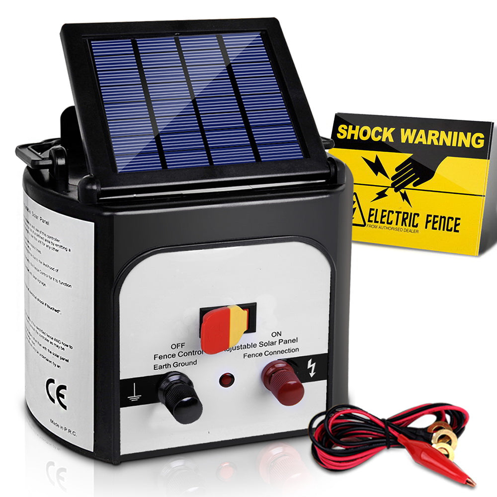 Giantz Fence Energiser 8KM Solar Powered 0.3J Electric Fencing Charger - ShopFrenzy