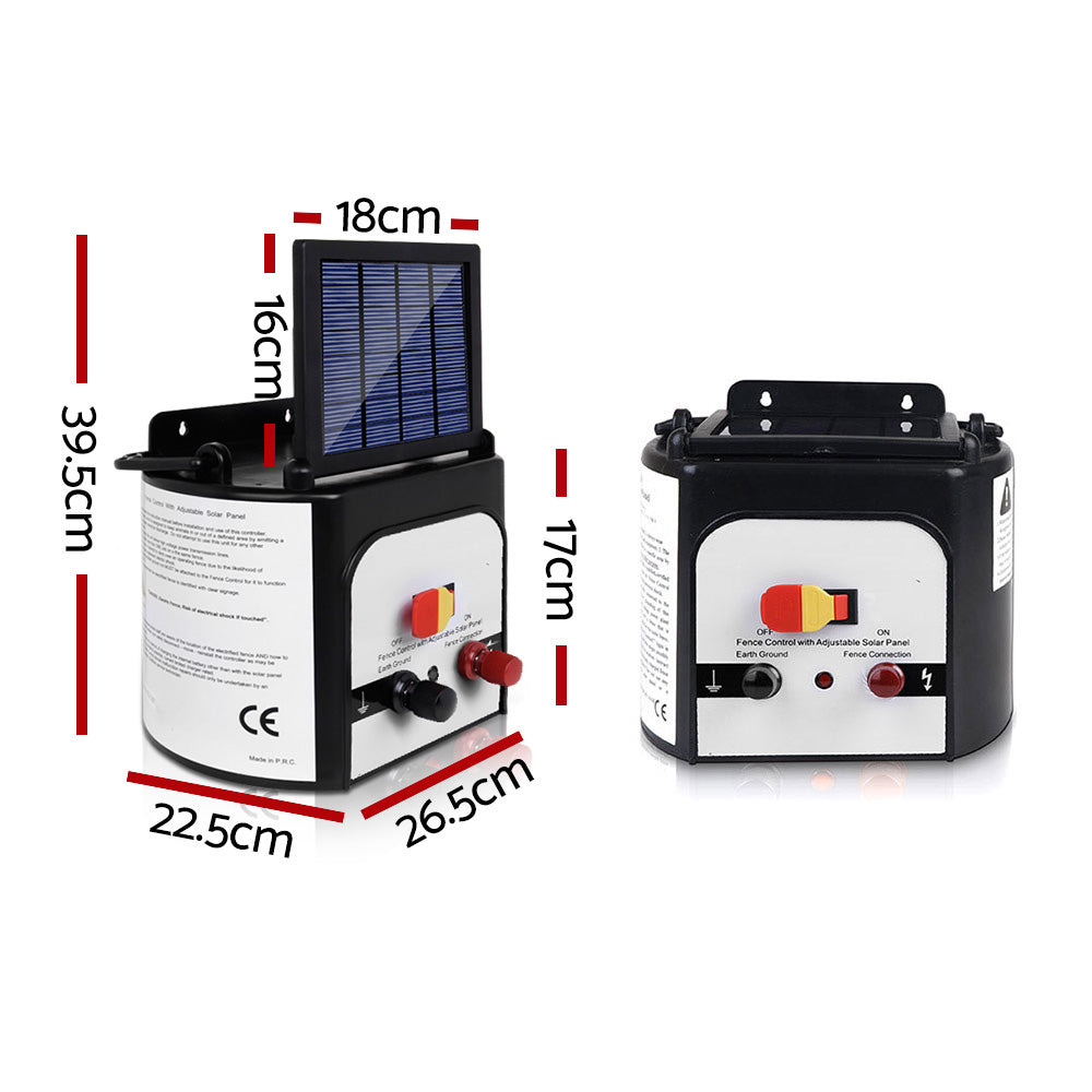 Giantz Fence Energiser 8KM Solar Powered 0.3J Electric Fencing Charger - ShopFrenzy