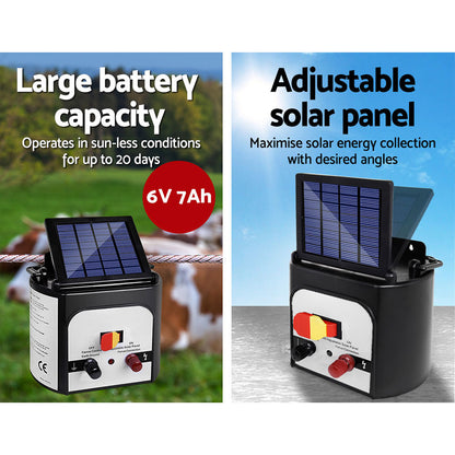 Giantz Fence Energiser 8KM Solar Powered 0.3J Electric Fencing Charger - ShopFrenzy