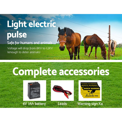 Giantz Fence Energiser 8KM Solar Powered 0.3J Electric Fencing Charger - ShopFrenzy