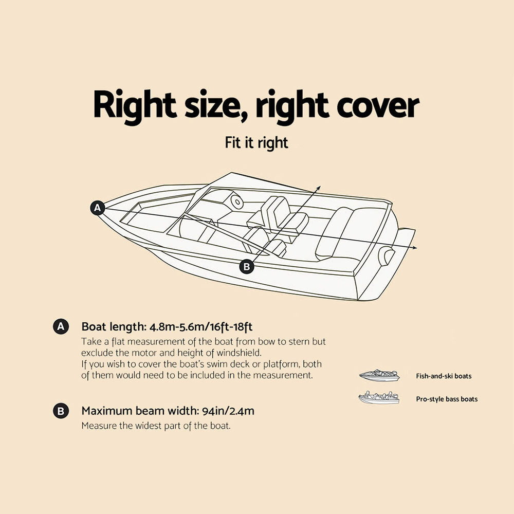Seamanship 16-18.5ft Boat Cover Trailerable Marine Grade 600D - ShopFrenzy