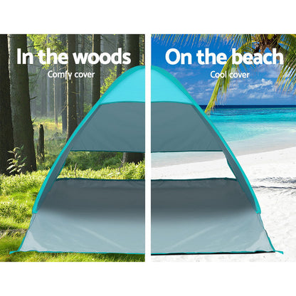 Weisshorn Pop Up Beach Tent Camping Hiking 3 Person Sun Shade Fishing Shelter - ShopFrenzy