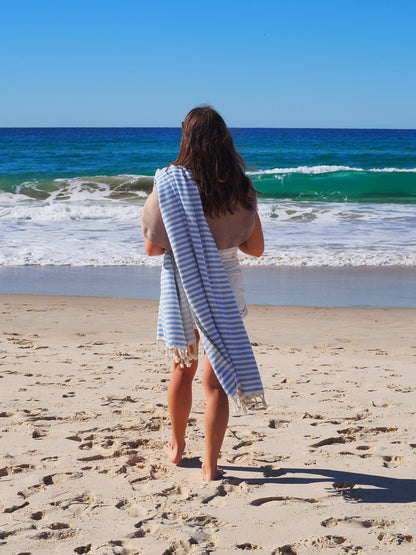 PORTSEA TURKISH COTTON TOWEL - SKY BLUE - ShopFrenzy