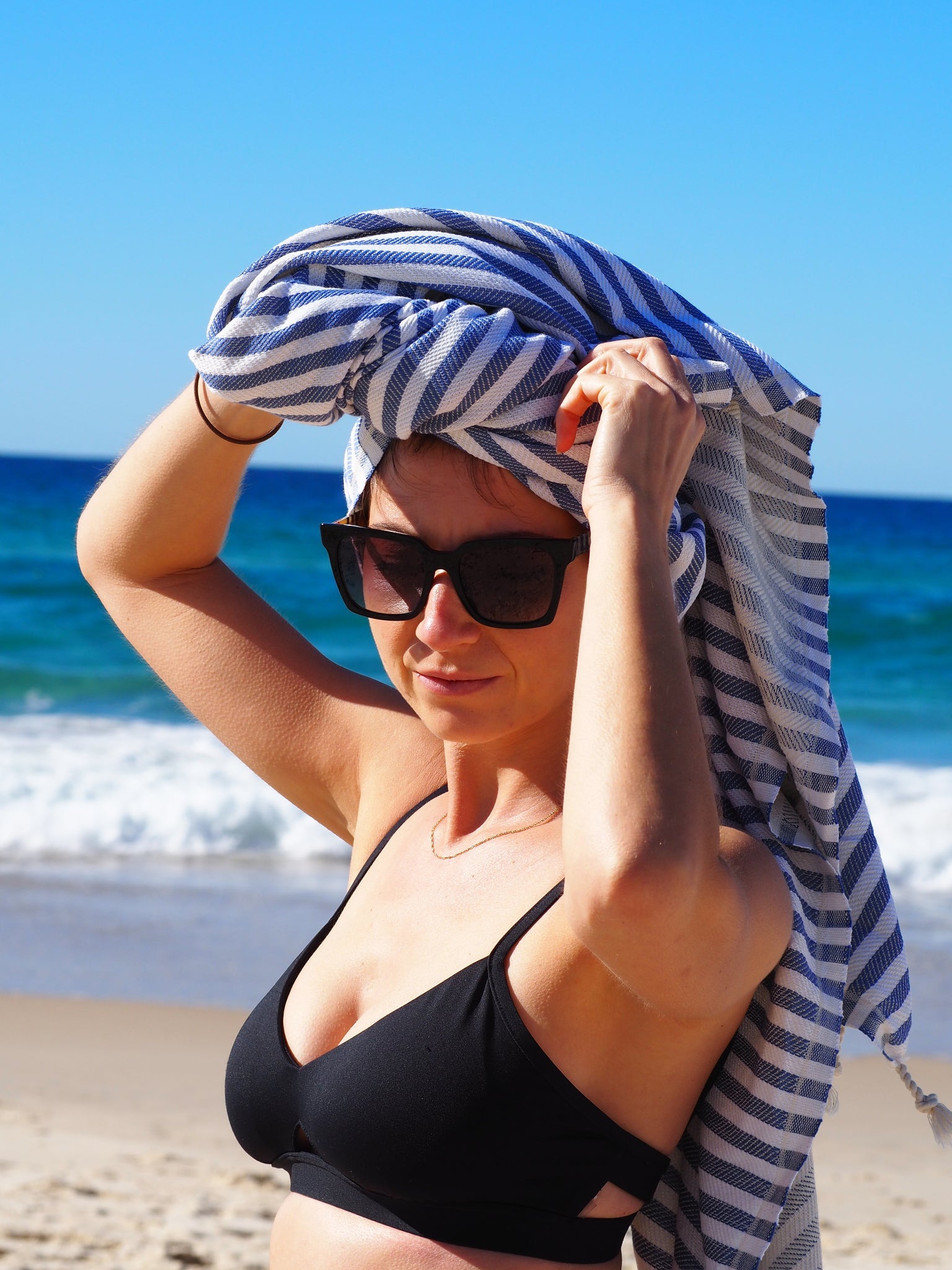 PORTSEA TURKISH COTTON TOWEL - NAVY - ShopFrenzy