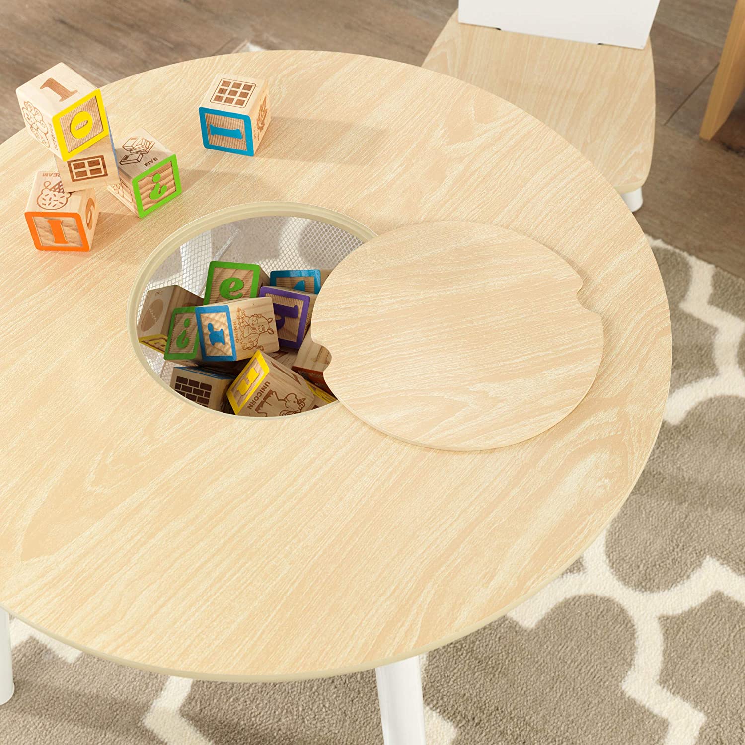Round Table and 2 Chair Set for children (White Natural) - ShopFrenzy