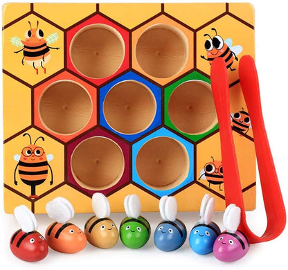 Wooden Bee Toddler Fine Motor Skill Toy - (Montessori Wooden Puzzle Early Learning Preschool Educational Kids) - ShopFrenzy