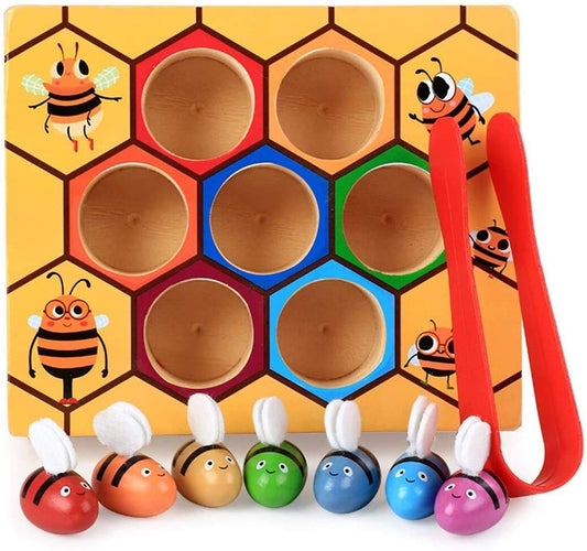 Wooden Bee Toddler Fine Motor Skill Toy - (Montessori Wooden Puzzle Early Learning Preschool Educational Kids) - ShopFrenzy