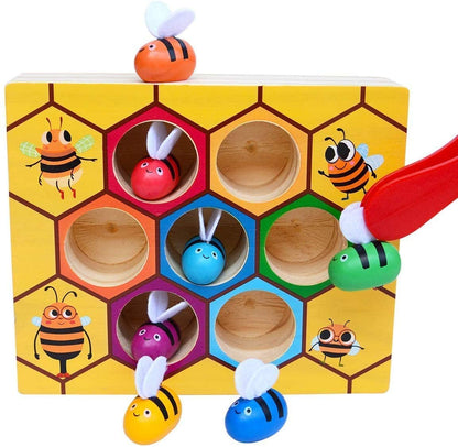 Wooden Bee Toddler Fine Motor Skill Toy - (Montessori Wooden Puzzle Early Learning Preschool Educational Kids) - ShopFrenzy