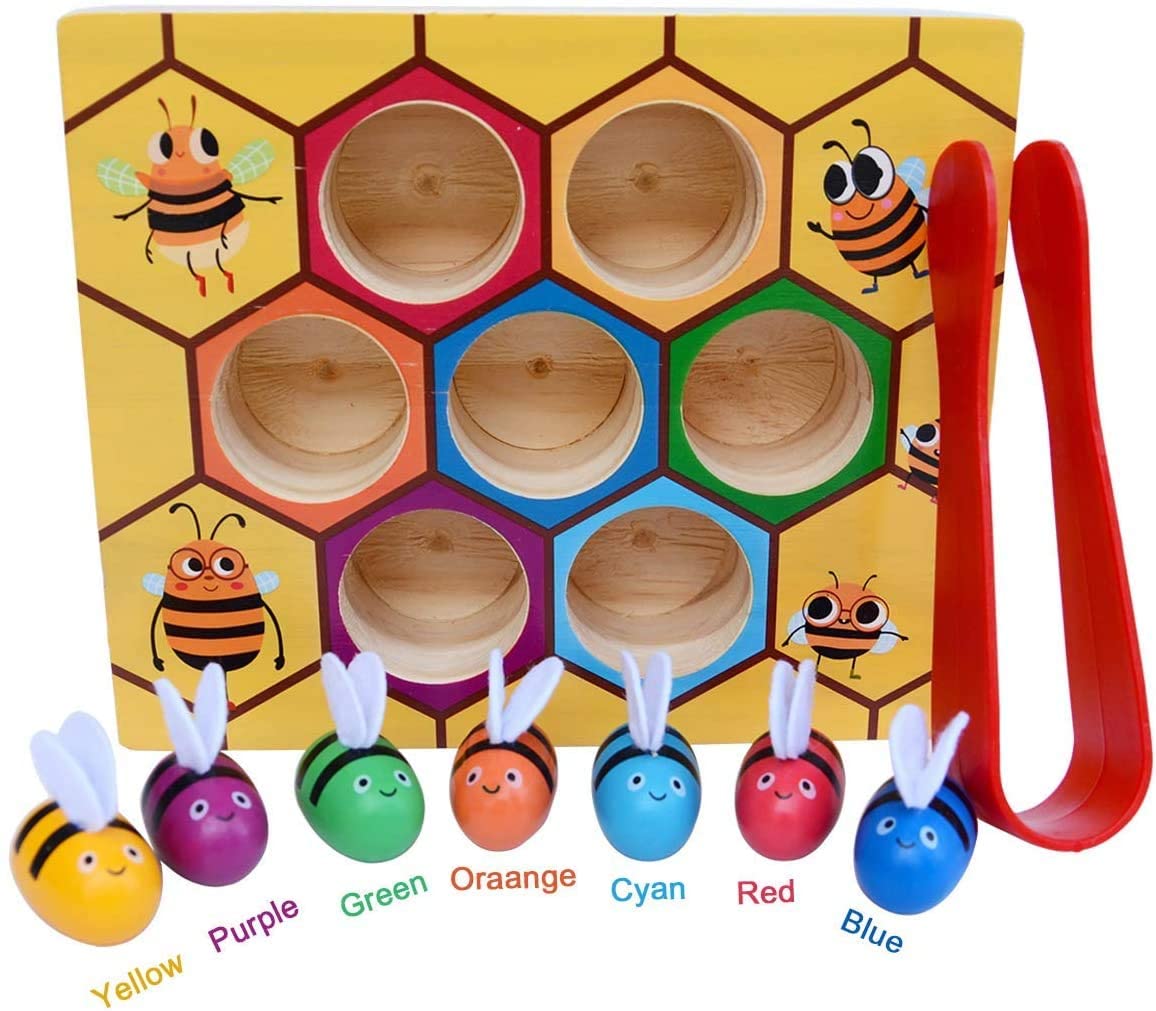 Wooden Bee Toddler Fine Motor Skill Toy - (Montessori Wooden Puzzle Early Learning Preschool Educational Kids) - ShopFrenzy