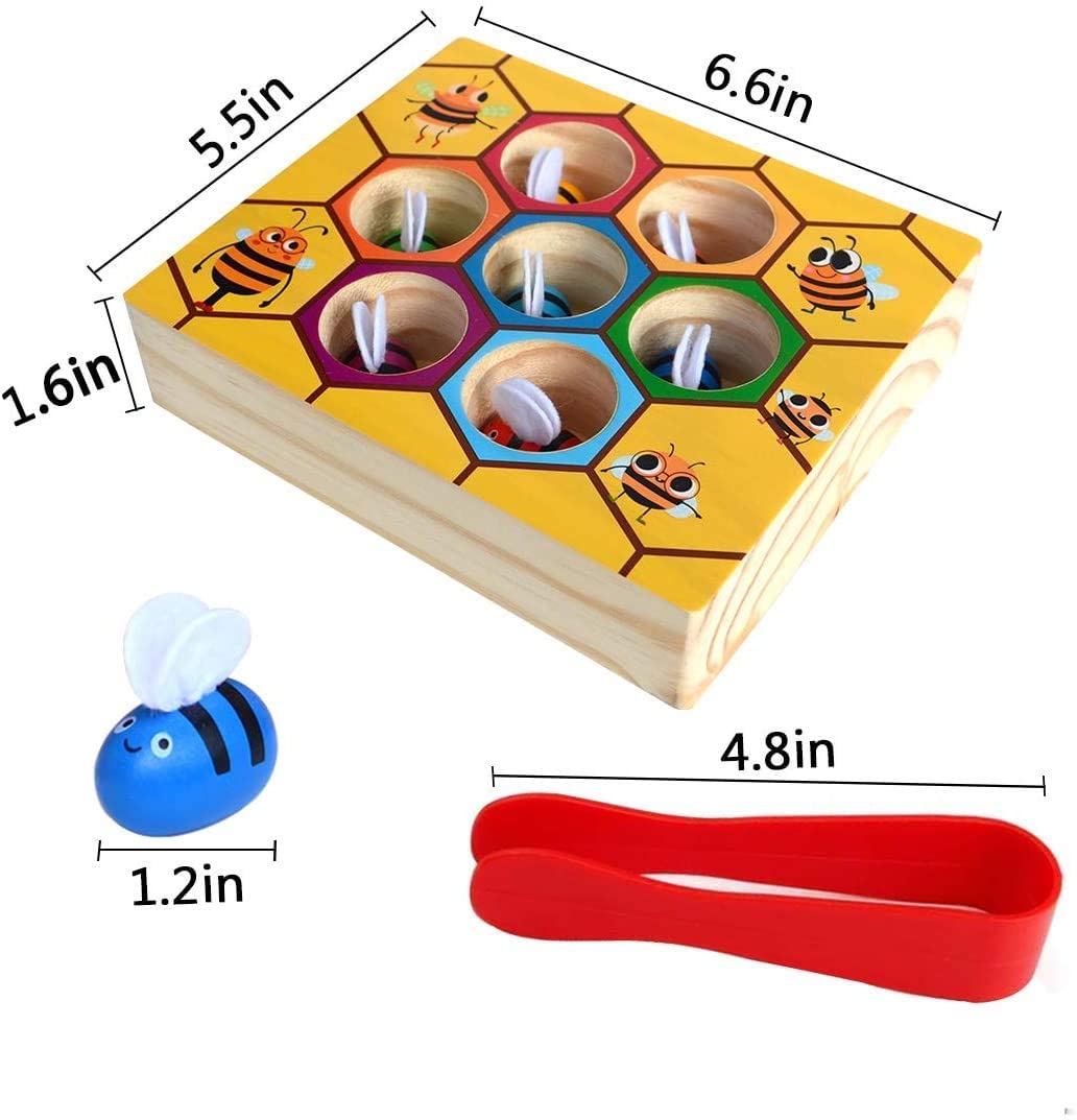 Wooden Bee Toddler Fine Motor Skill Toy - (Montessori Wooden Puzzle Early Learning Preschool Educational Kids) - ShopFrenzy
