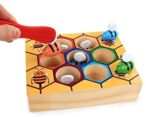 Wooden Bee Toddler Fine Motor Skill Toy - (Montessori Wooden Puzzle Early Learning Preschool Educational Kids) - ShopFrenzy