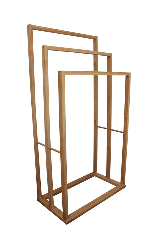 Bamboo Towel Bar Holder Rack 3-Tier Freestanding for Bathroom and Bedroom - ShopFrenzy