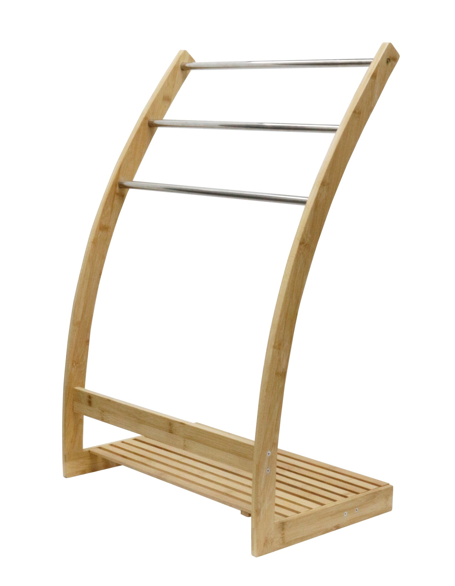 Bamboo Towel Bar Metal Holder Rack 3-Tier Freestanding and Bottom shelf for Bathroom - ShopFrenzy