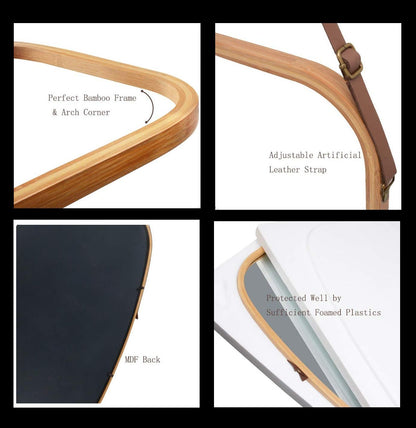 Hanging Full Length Wall Mirror - Solid Bamboo Frame and Adjustable Leather Strap for Bathroom and Bedroom - ShopFrenzy