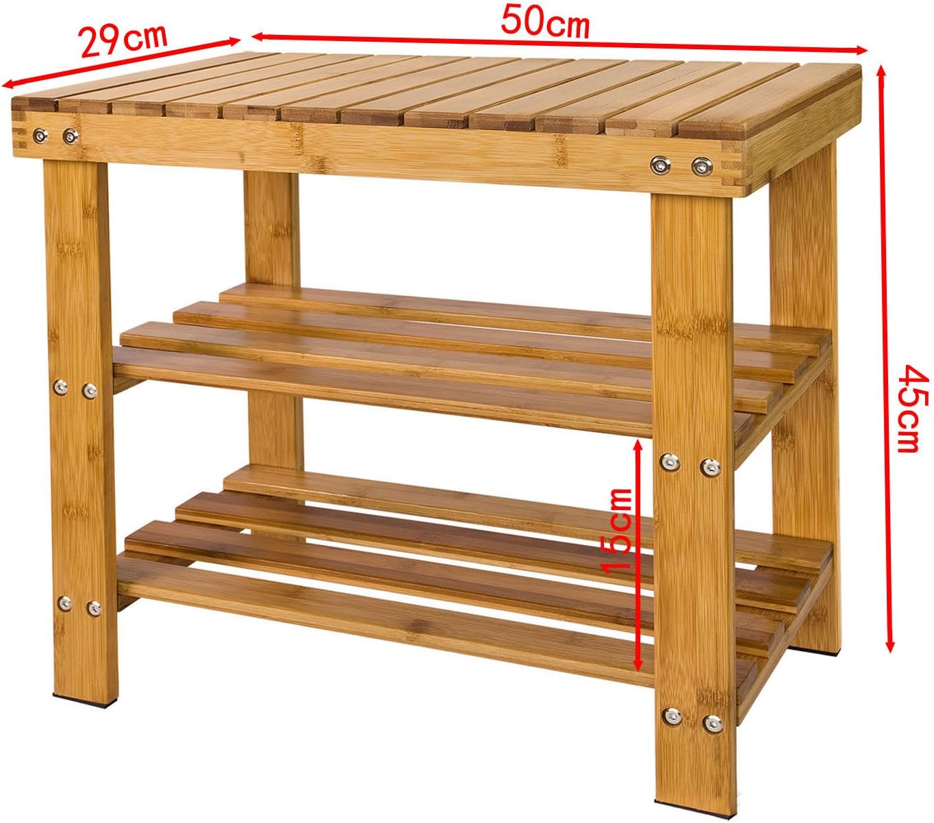 Bamboo Shoe Bench Rack Storage with shelves - ShopFrenzy