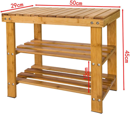 Bamboo Shoe Bench Rack Storage with shelves - ShopFrenzy
